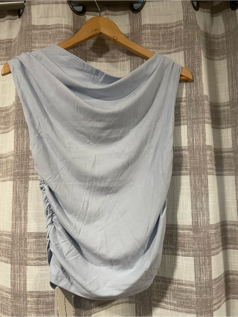 Commense Light Blue One-Shoulder Ruched Tank Top - Picture 5 of 6